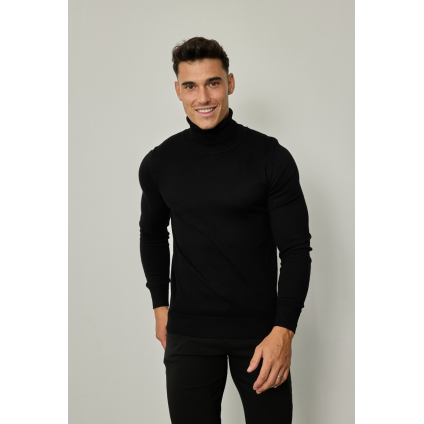 pull col roulé noir